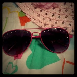 Pink Rhinestone Aviator Sunglasses